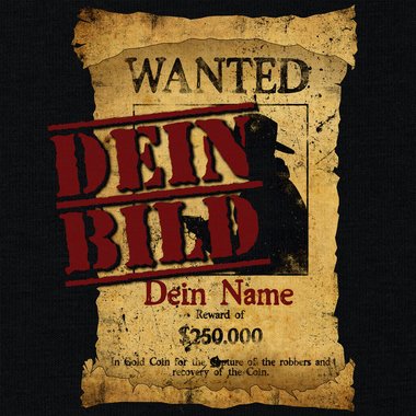 T-Shirts selbst gestalten - Mit deinem Foto und Text/Namen in tollen Rahmen - Herren, Damen und Kinder Kinder-Wanted-weiss 152-164