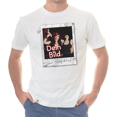 T-Shirts selbst gestalten - Mit deinem Foto und Text/Namen in tollen Rahmen - Herren, Damen und Kinder Kinder-Wanted-weiss 152-164