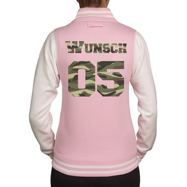 Partnerlook College Jacken - Herren und Damen - Mit deinem individuellen Wunschnamen und Wunschnummer - Freunde, Prchen und Familie - XS-XXXL Damen rosa-camouflage XS