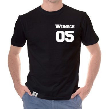 Dein personalisiertes Partnerlook Shirt - Damen, Herren & Kinder - Baumwoll Shirt mit deinem Wunschnamen/text und Wunschnummer Kinder weiss-schwarz 152-164