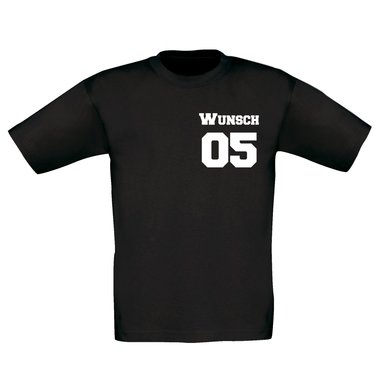 Dein personalisiertes Partnerlook Shirt - Damen, Herren & Kinder - Baumwoll Shirt mit deinem Wunschnamen/text und Wunschnummer Kinder weiss-schwarz 152-164