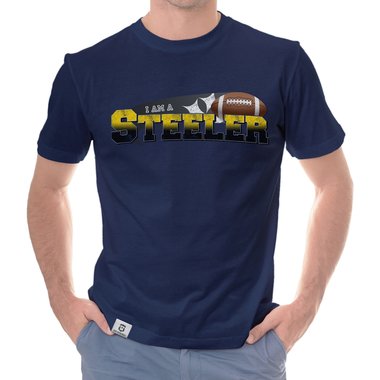 Herren American Football Fan-Shirt-Kollektion - I am a Patriot/Packer/Vike/Eagle und viele mehr - Deine Wunschmannschaft dunkelblau-49er S