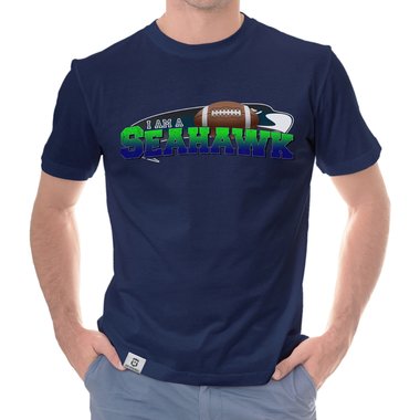 Herren American Football Fan-Shirt-Kollektion - I am a Patriot/Packer/Vike/Eagle und viele mehr - Deine Wunschmannschaft dunkelblau-49er S
