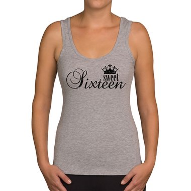 Damen Geburtstags U-Boot-Shirt & Tank Top - Sweet Sixteen - Glitzer U-Boot-weiss-silberglitzer XL