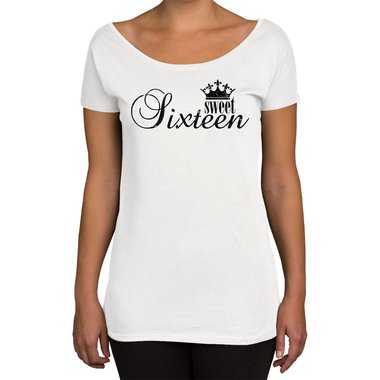 Damen Geburtstags U-Boot-Shirt & Tank Top - Sweet Sixteen - Glitzer U-Boot-weiss-silberglitzer XL