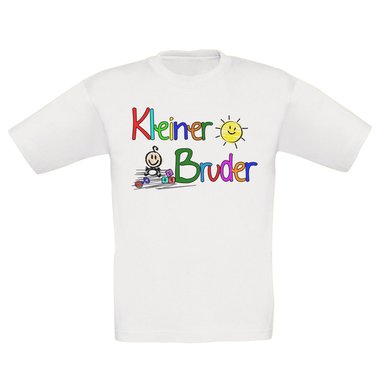 Kinder T-Shirt und Hoodie Kollektion - Groer & Kleiner Bruder - Partnerlook fr Geschwister Pullover und Shirt weiss-T-Shirt-kleiner-Bruder 152-164