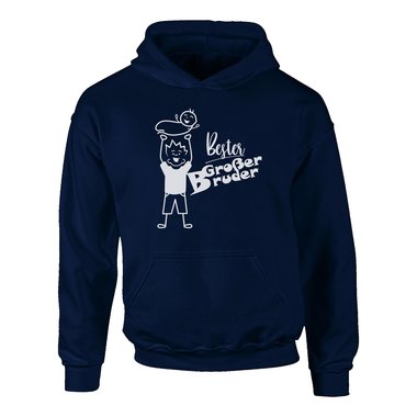 Kinder T-Shirt und Hoodie Kollektion - Bester Groer Bruder - Outfit fr stolze Geschwister Pullover und Shirt dunkelblau-Hoodie-weiss 80-92