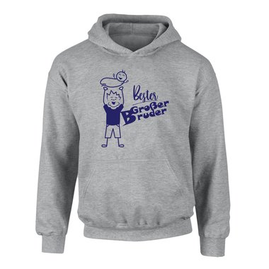 Kinder T-Shirt und Hoodie Kollektion - Bester Groer Bruder - Outfit fr stolze Geschwister Pullover und Shirt dunkelblau-Hoodie-weiss 80-92