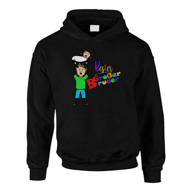 Kinder T-Shirt und Hoodie Kollektion - Bester Groer Bruder - Outfit fr stolze Geschwister Pullover und Shirt dunkelblau-Hoodie-weiss 80-92