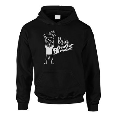 Kinder T-Shirt und Hoodie Kollektion - Bester Groer Bruder - Outfit fr stolze Geschwister Pullover und Shirt dunkelblau-Hoodie-weiss 80-92