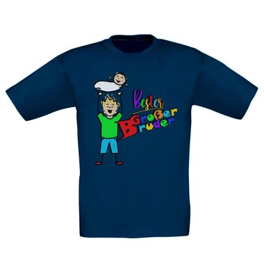 Kinder T-Shirt und Hoodie Kollektion - Bester Groer Bruder - Outfit fr stolze Geschwister Pullover und Shirt dunkelblau-Hoodie-weiss 80-92