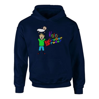 Kinder T-Shirt und Hoodie Kollektion - Bester Groer Bruder - Outfit fr stolze Geschwister Pullover und Shirt dunkelblau-Hoodie-weiss 80-92