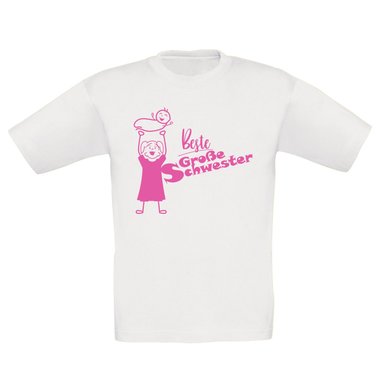 Kinder T-Shirt und Hoodie Kollektion - Beste Gro�e Schwester - Outfit f�r stolze Geschwister Pullover und Shirt weiss-T-Shirt-fuchsia 152-164