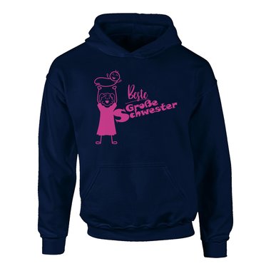 Kinder T-Shirt und Hoodie Kollektion - Beste Gro�e Schwester - Outfit f�r stolze Geschwister Pullover und Shirt weiss-T-Shirt-fuchsia 152-164