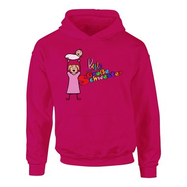 Kinder T-Shirt und Hoodie Kollektion - Beste Gro�e Schwester - Outfit f�r stolze Geschwister Pullover und Shirt weiss-T-Shirt-fuchsia 152-164