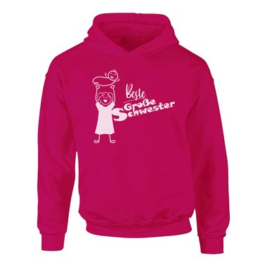 Kinder T-Shirt und Hoodie Kollektion - Beste Gro�e Schwester - Outfit f�r stolze Geschwister Pullover und Shirt weiss-T-Shirt-fuchsia 152-164