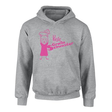 Kinder T-Shirt und Hoodie Kollektion - Beste Gro�e Schwester - Outfit f�r stolze Geschwister Pullover und Shirt weiss-T-Shirt-fuchsia 152-164
