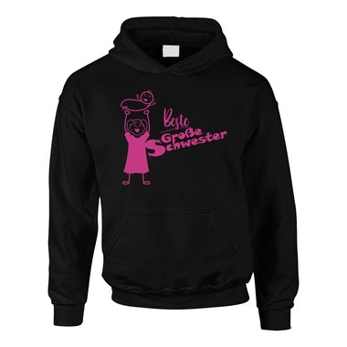 Kinder T-Shirt und Hoodie Kollektion - Beste Gro�e Schwester - Outfit f�r stolze Geschwister Pullover und Shirt weiss-T-Shirt-fuchsia 152-164