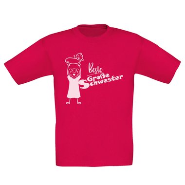 Kinder T-Shirt und Hoodie Kollektion - Beste Gro�e Schwester - Outfit f�r stolze Geschwister Pullover und Shirt weiss-T-Shirt-fuchsia 152-164