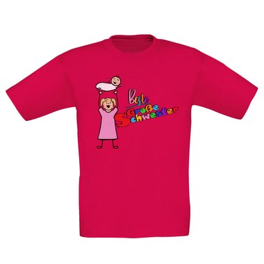 Kinder T-Shirt und Hoodie Kollektion - Beste Gro�e Schwester - Outfit f�r stolze Geschwister Pullover und Shirt weiss-T-Shirt-fuchsia 152-164
