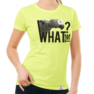 Damen T-Shirt - What the...? - Fun/Statement Motiv mit Glitzeraufdruck weiss-schwarzglitzer XXL