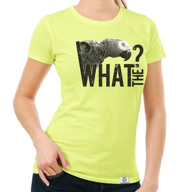 Damen T-Shirt - What the...? - Fun/Statement Motiv mit Glitzeraufdruck weiss-schwarzglitzer XXL