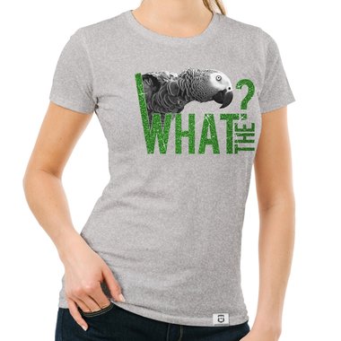 Damen T-Shirt - What the...? - Fun/Statement Motiv mit Glitzeraufdruck weiss-schwarzglitzer XXL