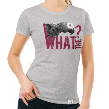 Damen T-Shirt - What the...? - Fun/Statement Motiv mit Glitzeraufdruck weiss-schwarzglitzer XXL