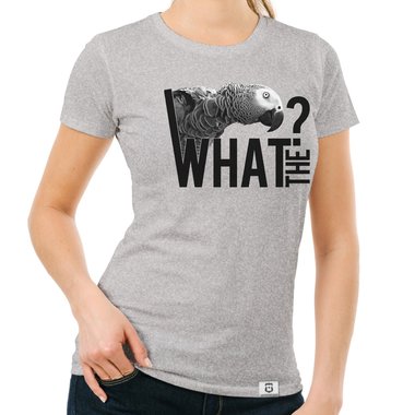 Damen T-Shirt - What the...? - Fun/Statement Motiv mit Glitzeraufdruck weiss-schwarzglitzer XXL