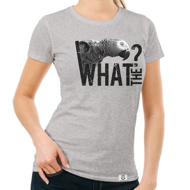 Damen T-Shirt - What the...? - Fun/Statement Motiv mit Glitzeraufdruck weiss-schwarzglitzer XXL