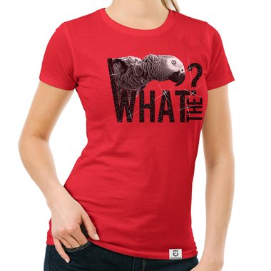 Damen T-Shirt - What the...? - Fun/Statement Motiv mit Glitzeraufdruck weiss-schwarzglitzer XXL