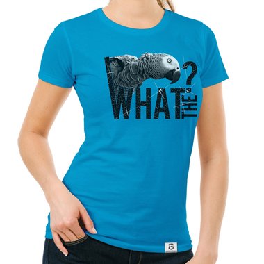 Damen T-Shirt - What the...? - Fun/Statement Motiv mit Glitzeraufdruck weiss-schwarzglitzer XXL