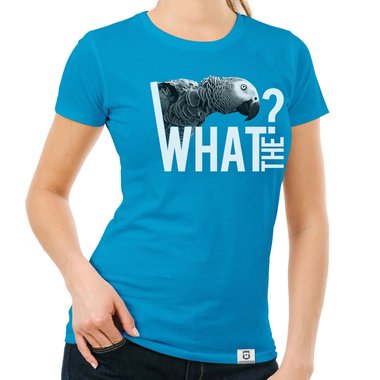 Damen T-Shirt - What the...? - Fun/Statement Motiv mit Glitzeraufdruck weiss-schwarzglitzer XXL