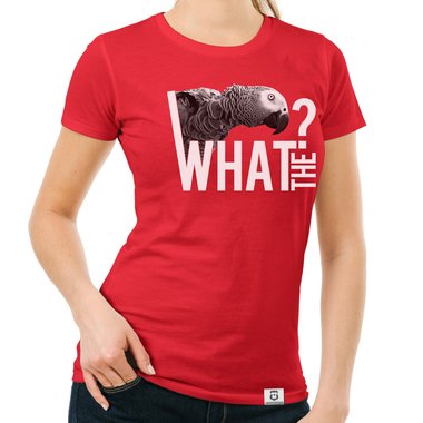 Damen T-Shirt - What the...? - Fun/Statement Motiv mit Glitzeraufdruck weiss-schwarzglitzer XXL