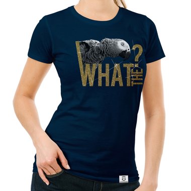Damen T-Shirt - What the...? - Fun/Statement Motiv mit Glitzeraufdruck weiss-schwarzglitzer XXL