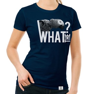 Damen T-Shirt - What the...? - Fun/Statement Motiv mit Glitzeraufdruck weiss-schwarzglitzer XXL