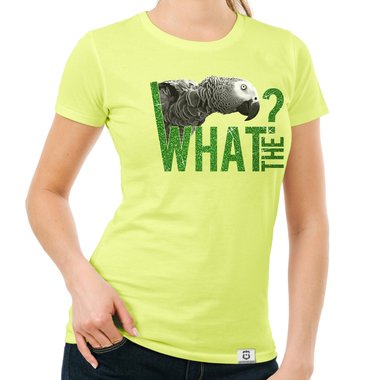 Damen T-Shirt - What the...? - Fun/Statement Motiv mit Glitzeraufdruck weiss-schwarzglitzer XXL
