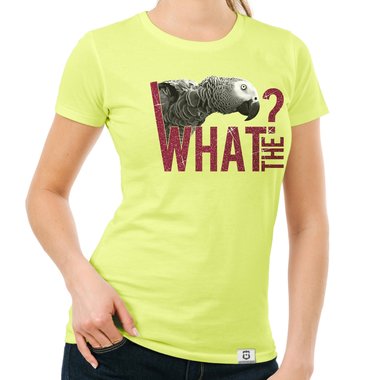 Damen T-Shirt - What the...? - Fun/Statement Motiv mit Glitzeraufdruck weiss-schwarzglitzer XXL