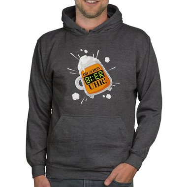 Herren Bier Outfit - Oh, schon Bier Uhr! - Hoodie und T-Shirt Kollektion dunkelgrau-Hoodie XS