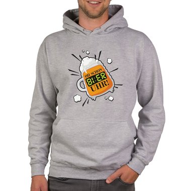 Herren Bier Outfit - Oh, schon Bier Uhr! - Hoodie und T-Shirt Kollektion dunkelgrau-Hoodie XS