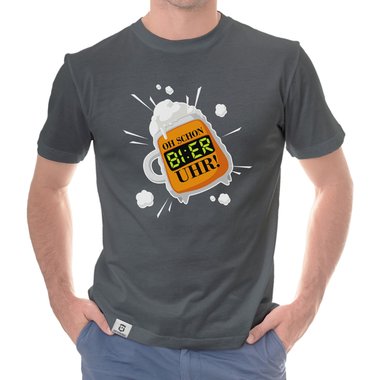 Herren Bier Outfit - Oh, schon Bier Uhr! - Hoodie und T-Shirt Kollektion dunkelgrau-Hoodie XS