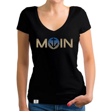 Damen T-Shirts - Rund- & V-Ausschnitt - MOIN - Das Design fr wahre Nordlichter dunkelblau-blau-Rund S