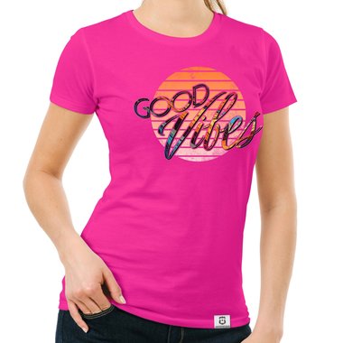 Damen T-Shirts & Hoodies - Good Vibes - Rundhals- & V-Ausschnitt dunkelblau-Rund S