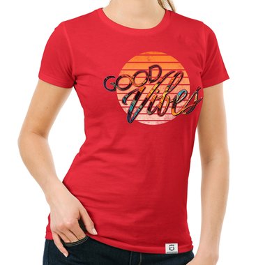 Damen T-Shirts & Hoodies - Good Vibes - Rundhals- & V-Ausschnitt dunkelblau-Rund S