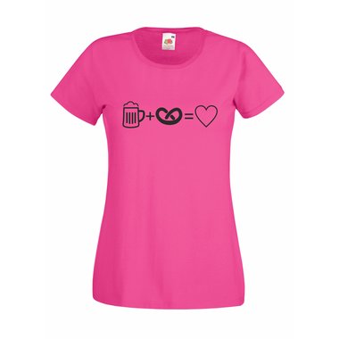 Damen T-Shirt Oktoberfest Bier Brezel Herz