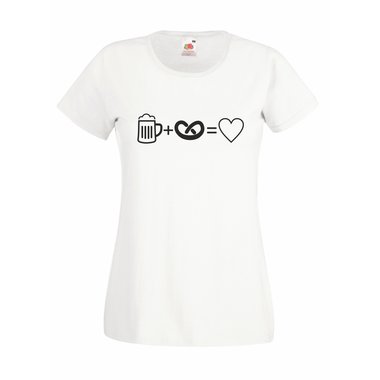 Damen T-Shirt Oktoberfest Bier Brezel Herz