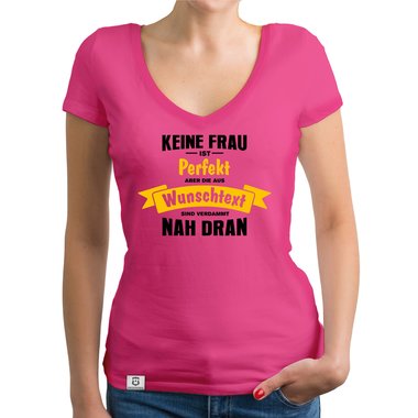 Damen T-Shirt und Hoodie - Keine Frau ist perfekt - Mit w�hlbaren Farben fuchsia-Hoodie XS