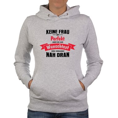 Damen T-Shirt und Hoodie - Keine Frau ist perfekt - Mit w�hlbaren Farben fuchsia-Hoodie XS
