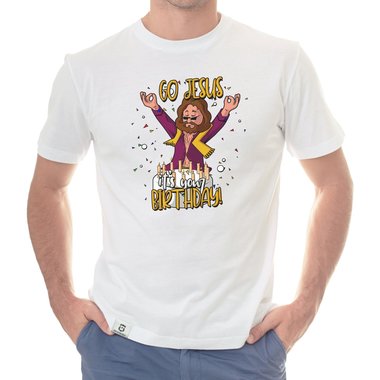 Herren Hoodie & T-Shirt - Go Jesus, it`s your Birthday - Weihnachts-Fun-Design weiss-T-Shirt 5XL