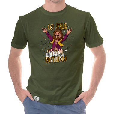 Herren Hoodie & T-Shirt - Go Jesus, it`s your Birthday - Weihnachts-Fun-Design weiss-T-Shirt 5XL